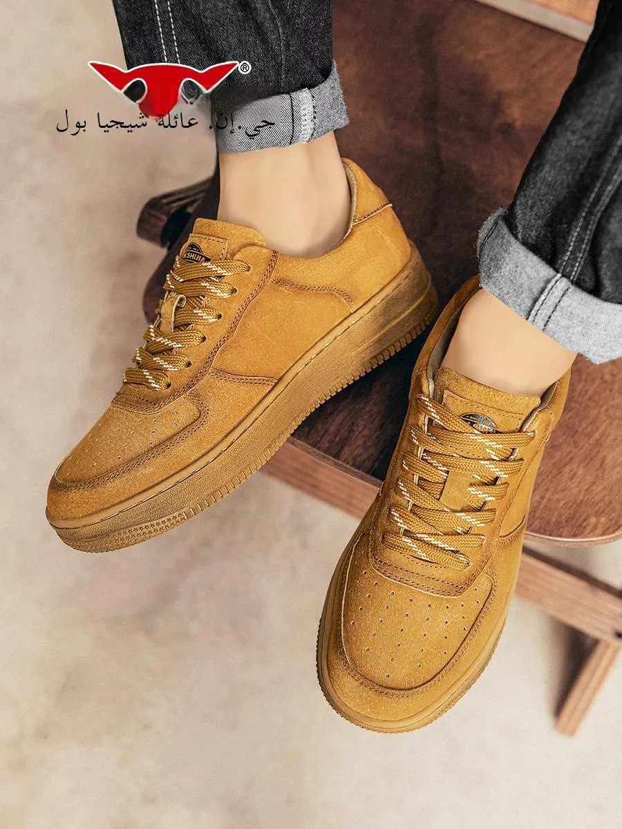 

Bull Fly Мужские ретро-воздушные силы с низким верхом, повседневные уличные Thi Bot Faionable для отдыха и работы, кожаные oes с круглым носком, резиновые...