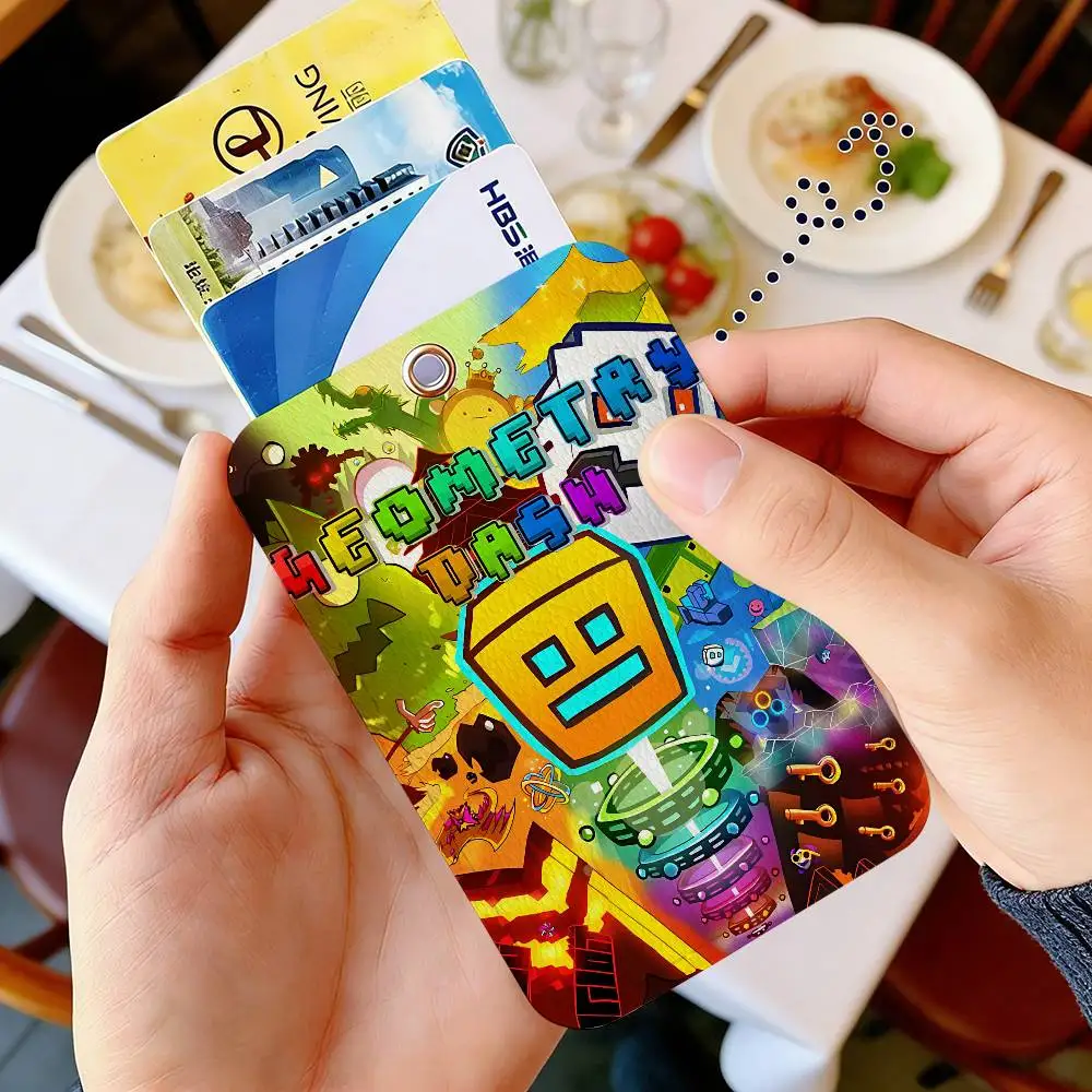 G-Geometry Dash Game 1pc INS Creative Cartoon Student Campus Card Holder For Meal Card, Bus Card, Work Card, Etc