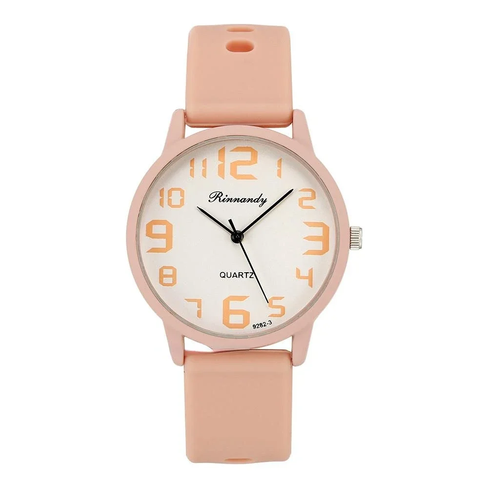 Montre-bracelet analogique en silicone pour femmes et filles, montre à quartz, pointeur rond décontracté, étudiants