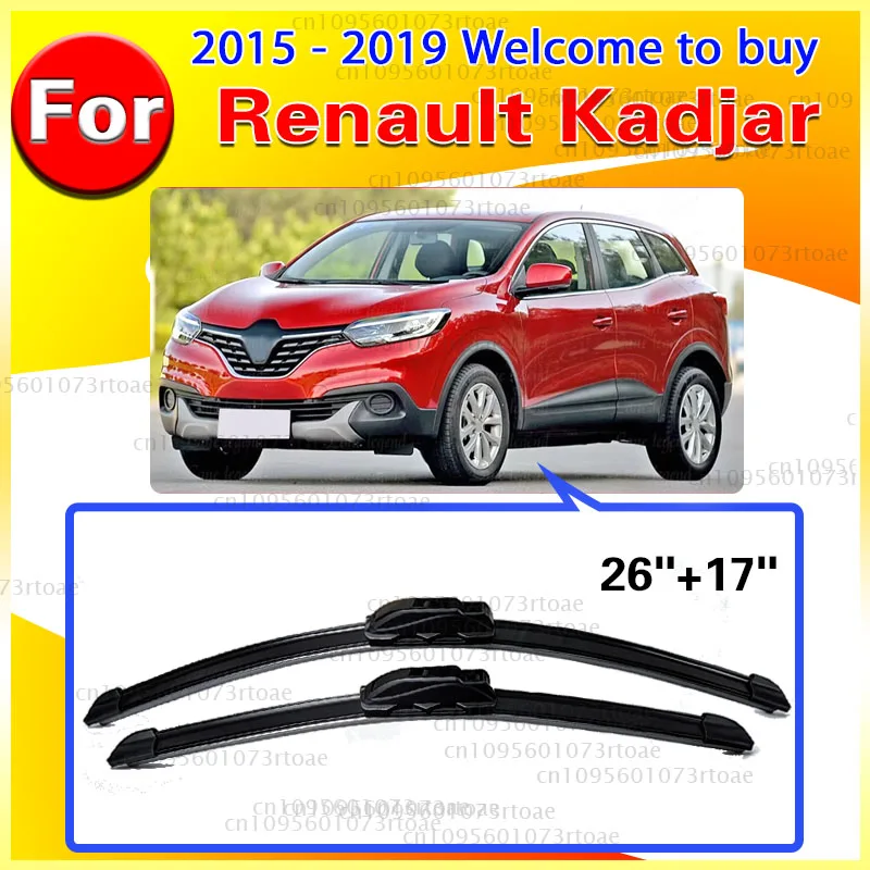 Für Renault Kadjar 2015-2019 Frontscheibenwischerblätter 2 Stück Windschutzscheiben-Zubehör ‌ Hochwertige Scheibenwischerblätter 26"+17"