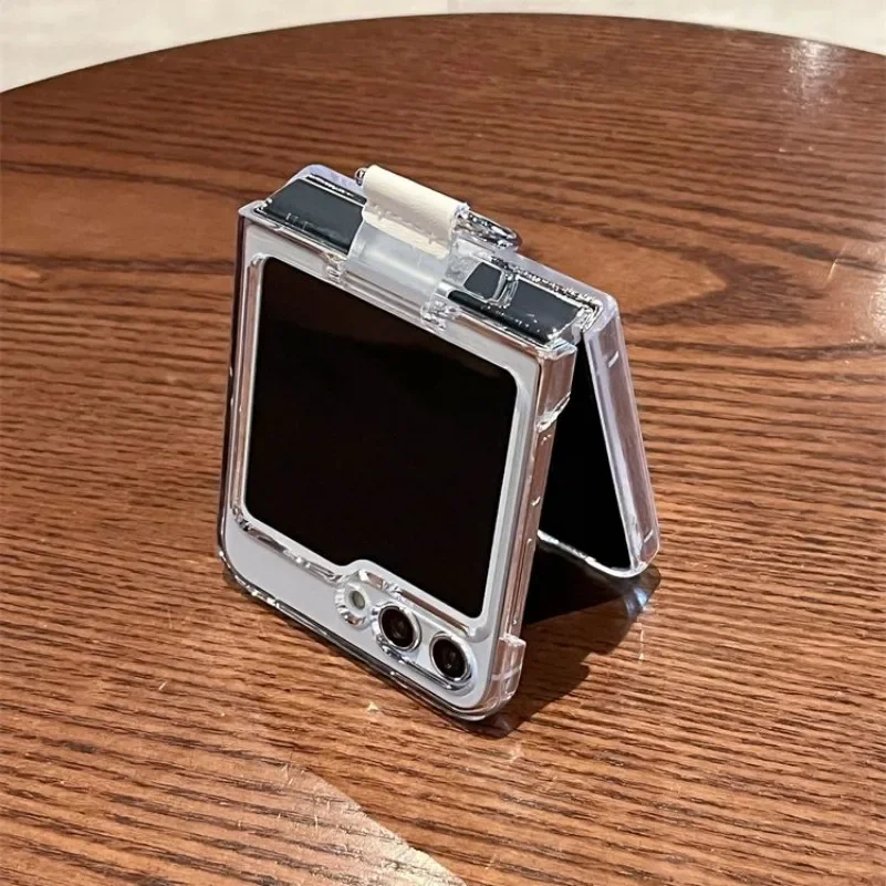 For Samsung Z Flip 5 6 Ring Holder Case High Clear Transparent PC Cases for Samsung Galaxy Z Flip 5 4 6 ZFlip 6 Z Flip5  Cover