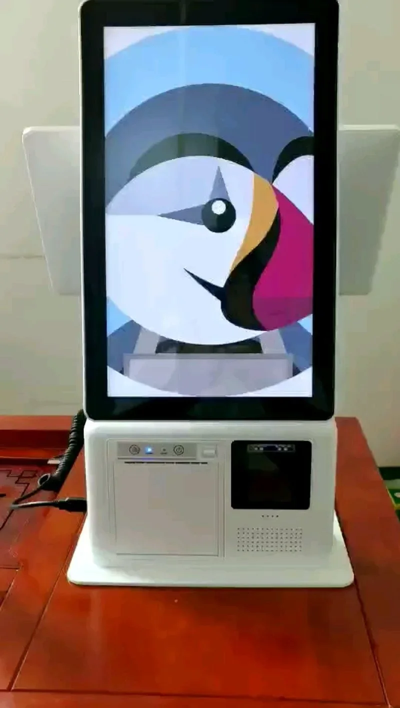 

15.8inch touch screen desktop self service order payment kiosk with 80mm printer for smart restaurant order