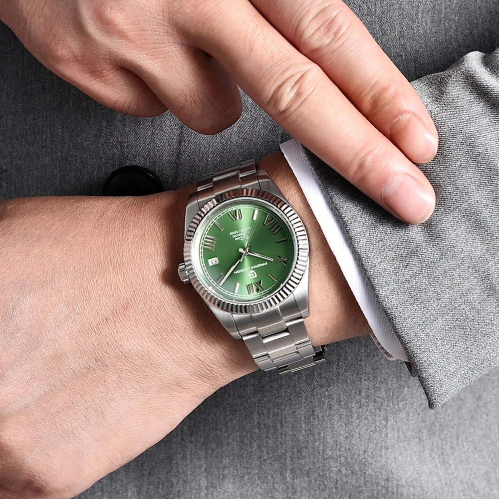 PAGANI DESIGN Uhr Herren Luxus Retro mechanische Herrenuhr Saphirglas 200 Meter wasserdicht Edelstahl Herrenuhr