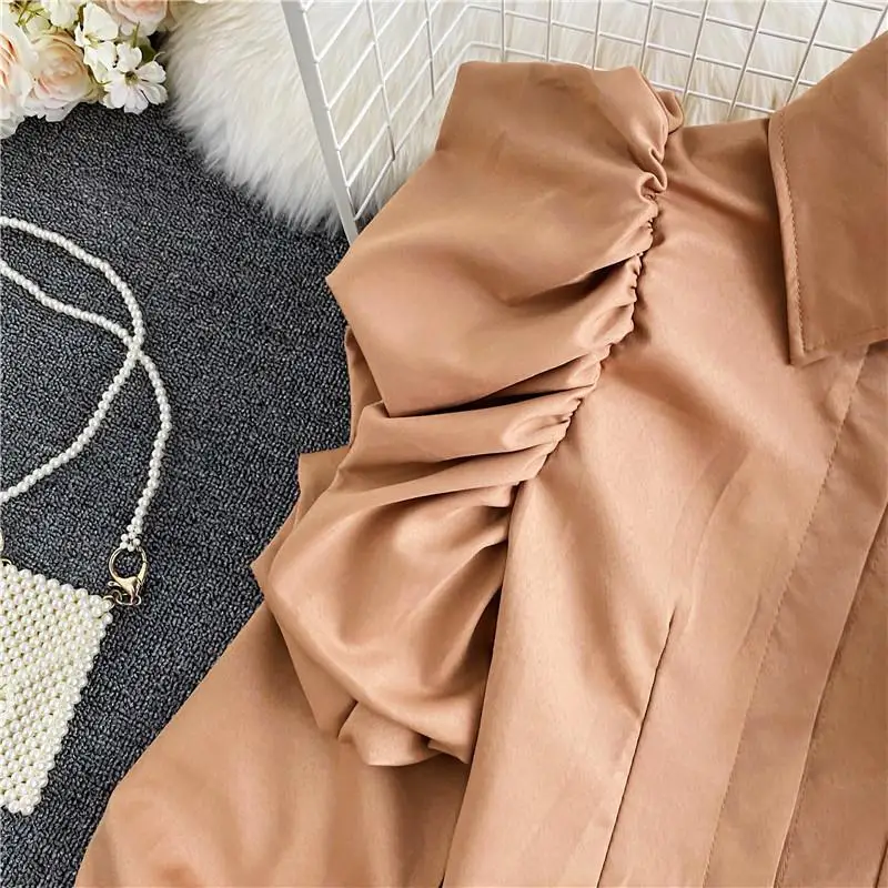 Shirts Women Gentle Vintage Elegant Spring Turn-down Collar Korean Style Office Lady Sweet Solid Fashion Tops Casual All-match