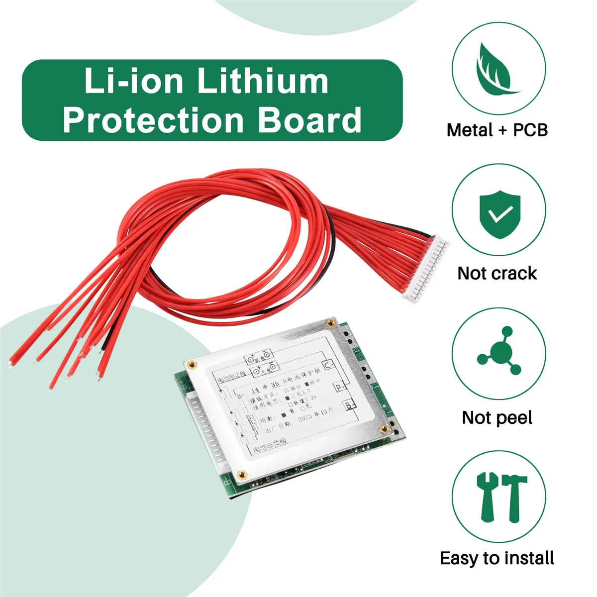 Li-Ion Lipolymer Battery Protection Board, BMS PCB Board com equilíbrio para EBike, EScooter, 14S, 52V, 35A