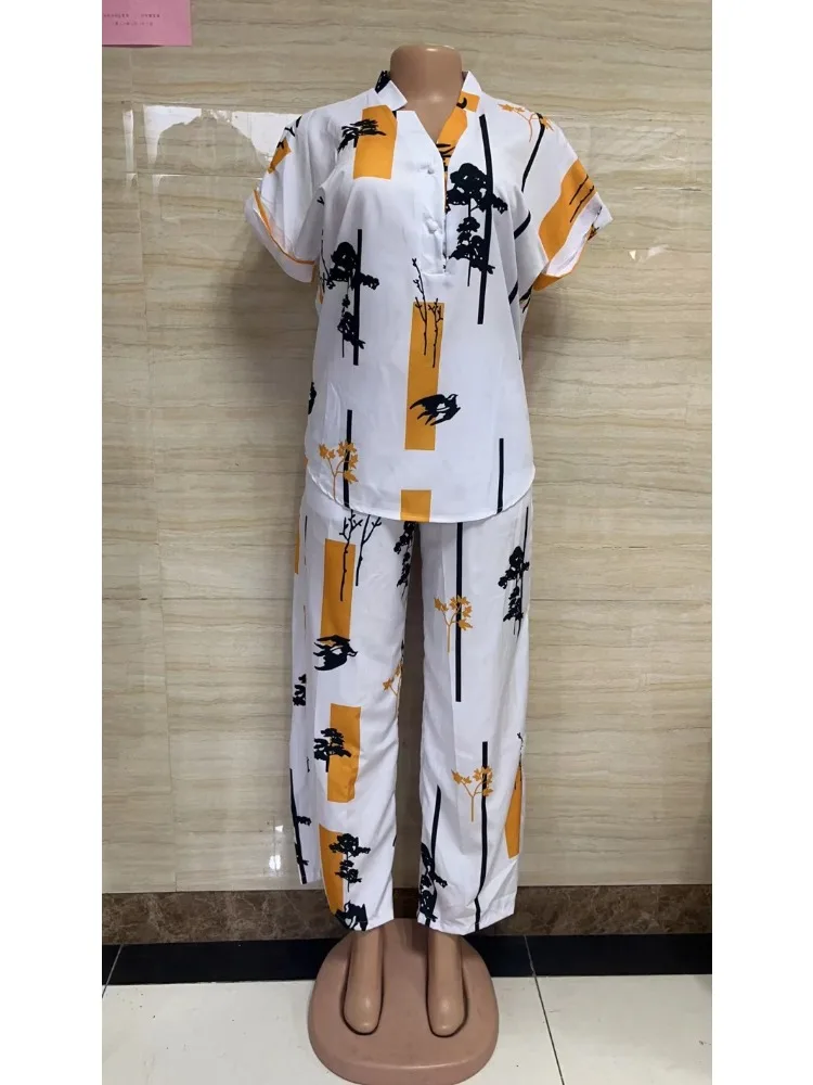 

2 Piece Women Sets Dashiki African New Arrival Spring Summer Matching Sets Two Pieces Sets Top Pants Suits Outfits Clothing 2025
