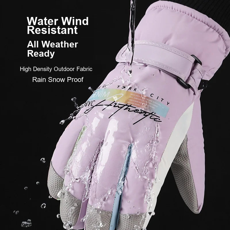 Women Winter Gloves Touch Screen Supported Cold Resistant Water Resistant Thickened Fleece Lined for Outdoor Skiing Cycling