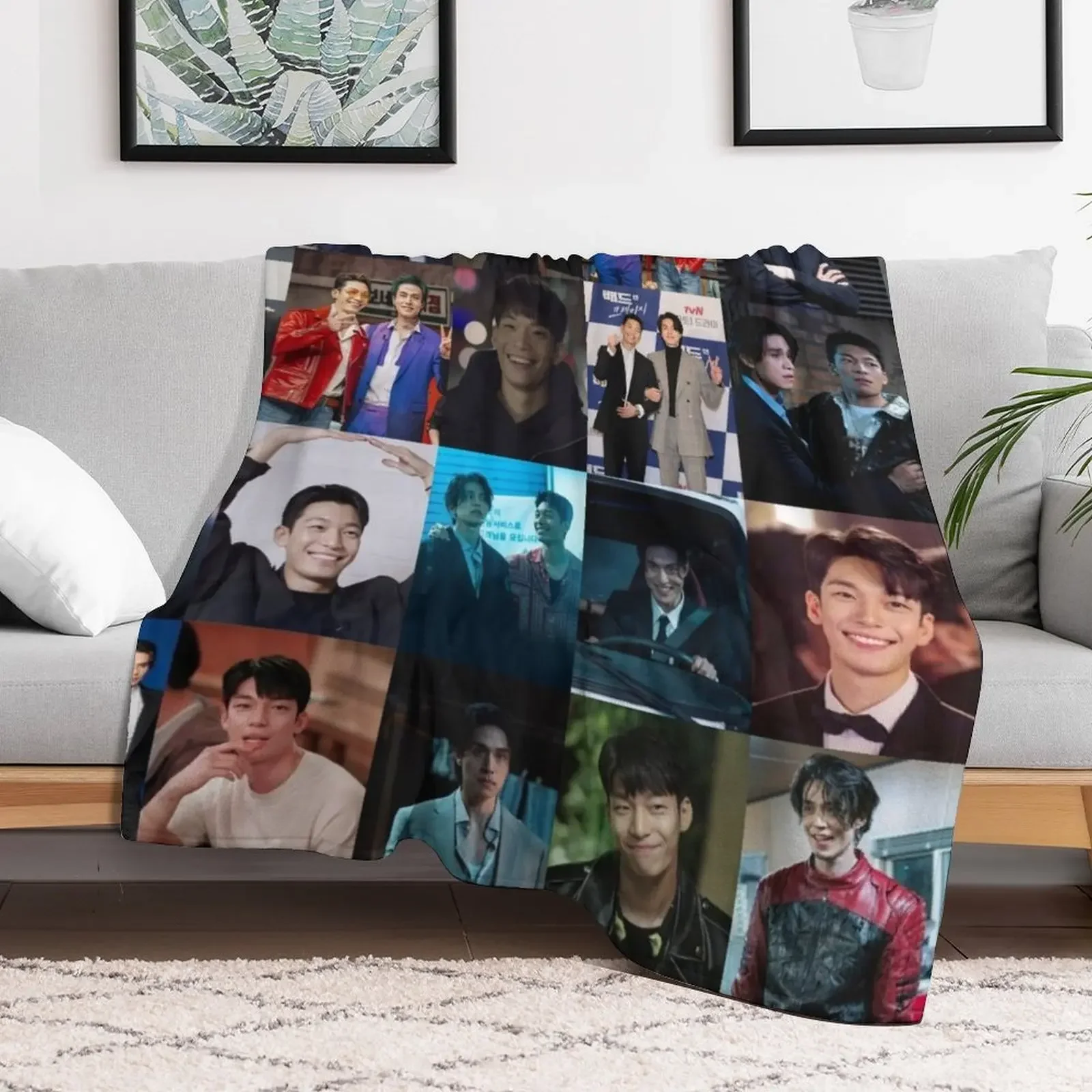 Lee Dong Wook and Wi Ha Joon Throw Blanket Single Custom Stuffeds Flannels Blankets