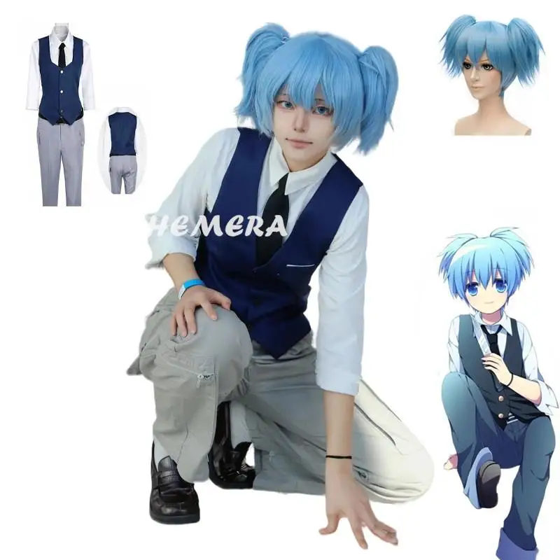 Shiota Nagisa Cosplay Anime Assassination Classroom Costumes Wig Tie Vest Halloween Christmas Party Uniform Unisex Daily Leisure