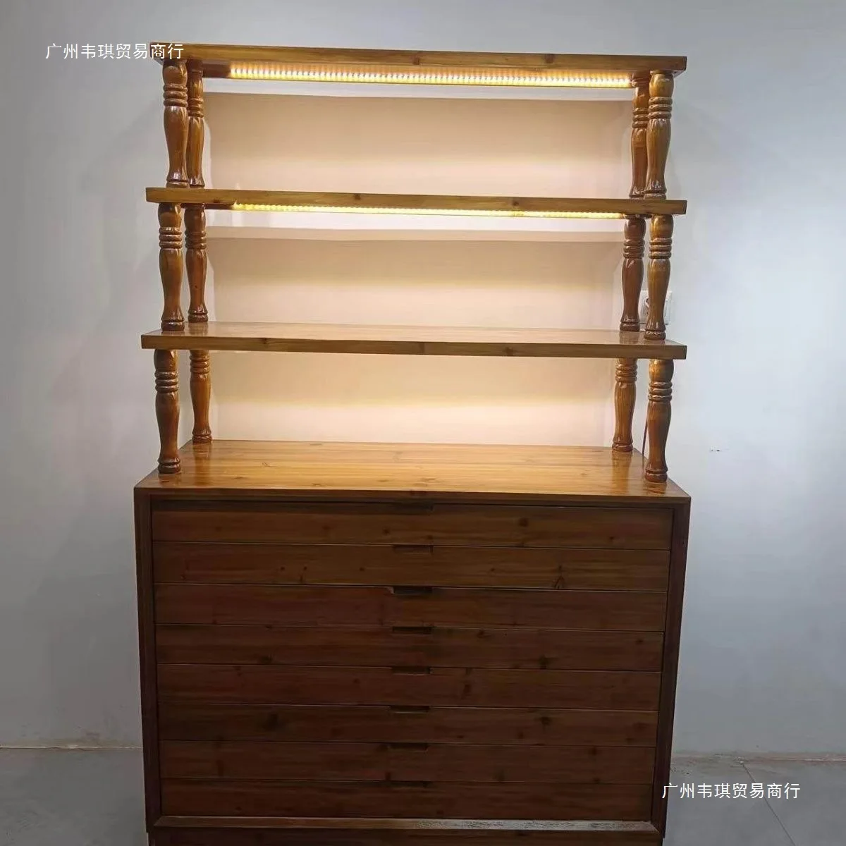 Solid wood retro display cabinet medieval store multi-layer jewelry antique jade display cabinet others
