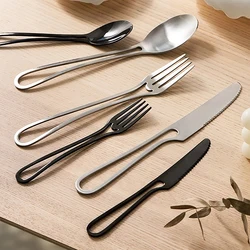 304 Stainless Steel Cutlery Set Black Flatware Western Dessert Forks Spoons Steak Knives Cake Spoon Knife Fork Spoon Set