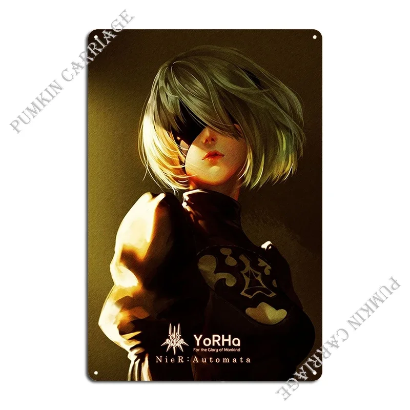 Yorha Nier Automata Metal Signs Rusty Garage Cave Club Tin Sign Poster