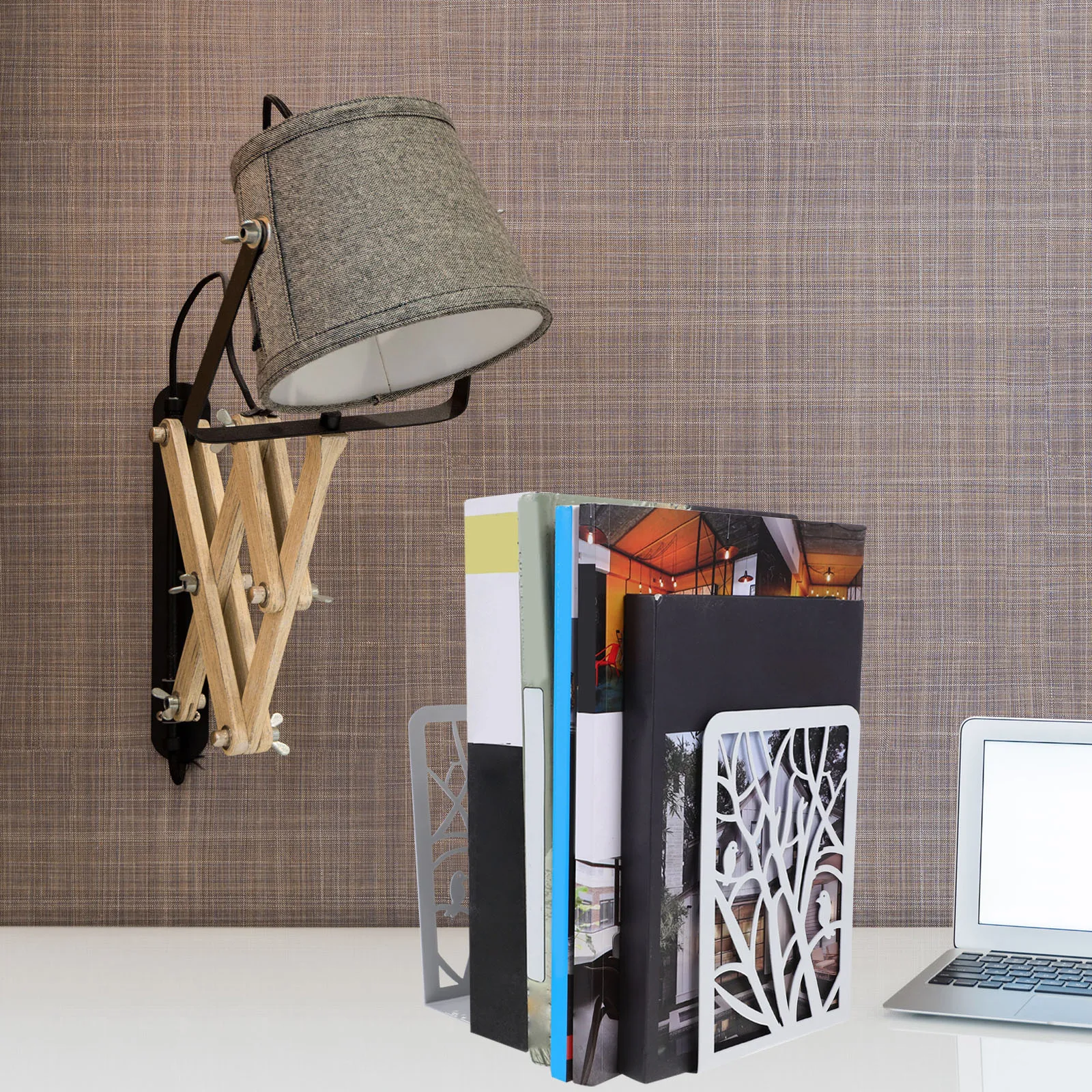 

2pcs Bookends Metal Heavy Duty Book Ends For Shelves Decorative Book Holders Tabletop Organizer Support For Home Office Library