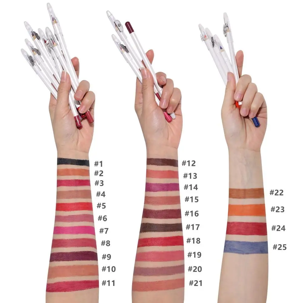 

150pcs Lip Liner Private Label Wholesale Bulk Makeup Lipliner With Sharpener Waterproof Custom Black Brown Vegan Lip Pencil