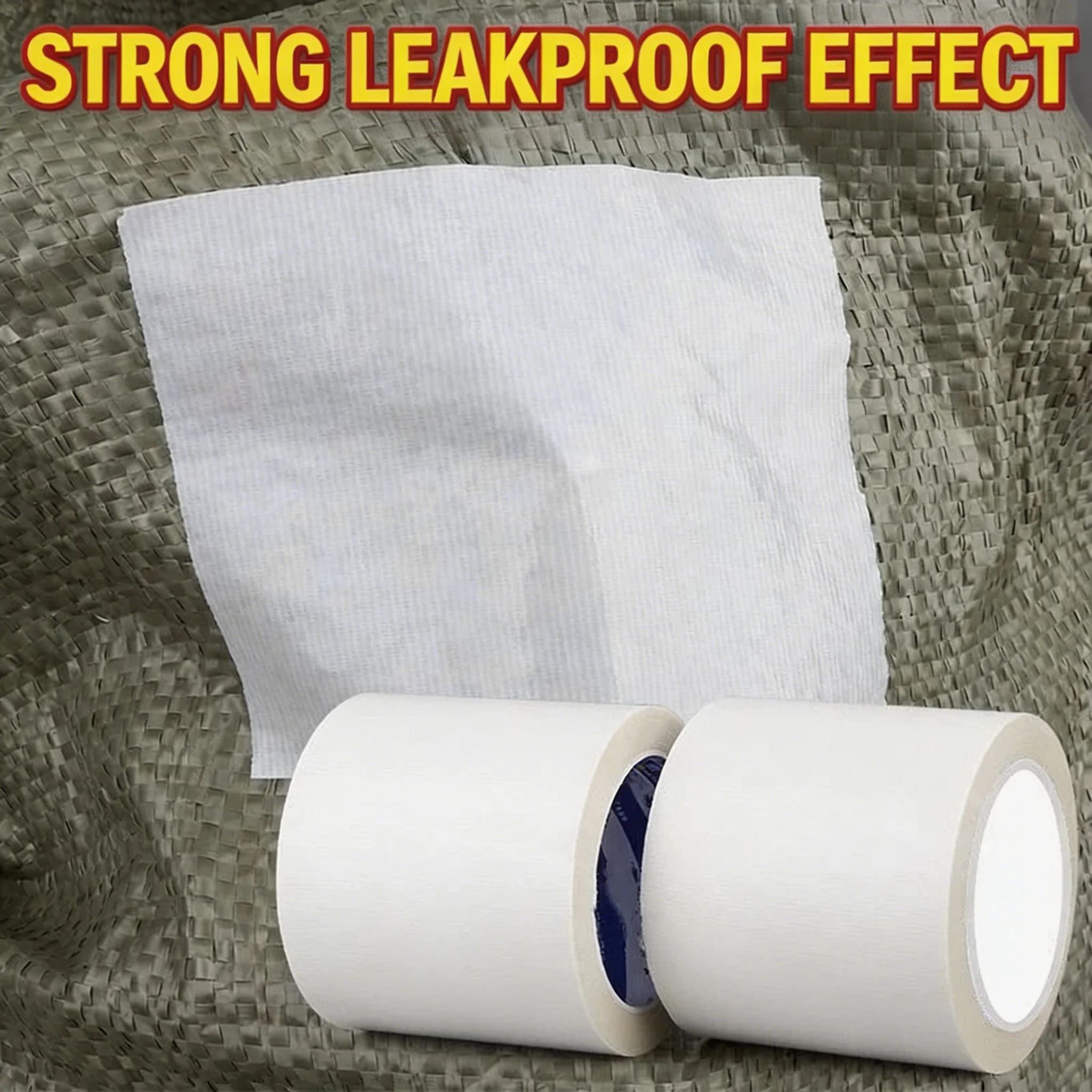 White Bulk Bag Repair Woven Tape, Heavy Duty Waterproof High Tensile Sack Patch Tape for FIBC Ton Bag, Woven Sack, Tarpaulin Hol