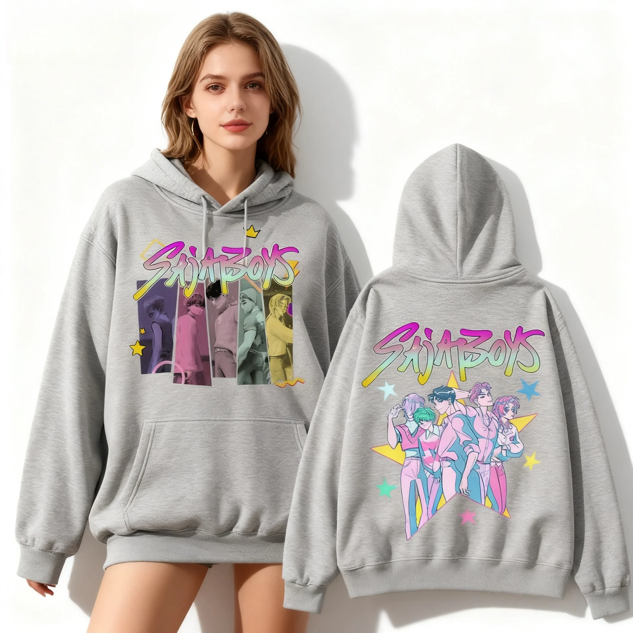 

25/26, осенне-зимняя толстовка большого размера Monster Hunt COS, корейский стиль, американская модная одежда с 3D принтом, большая женская одежда для взрослых