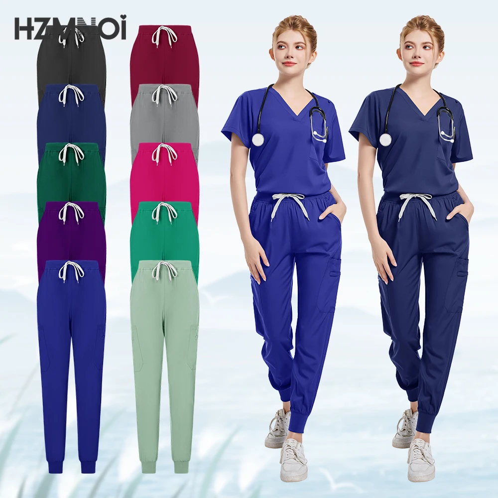 Fashion Colors Stretch Uniform Suits Sets Nurse Medical Scrubs Comfortable Hospital Uniforms Unisex Pharmacy Clinic Scrub Set