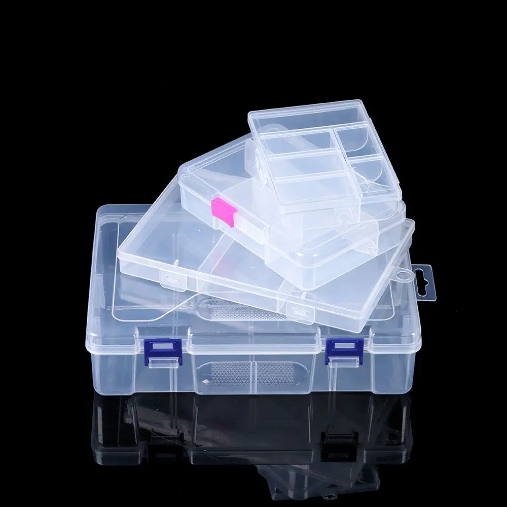 Square Clear Home Organization Plastic Jewelry Diamond Container Storage Box Pill Storage Supply Craft Bead Holder