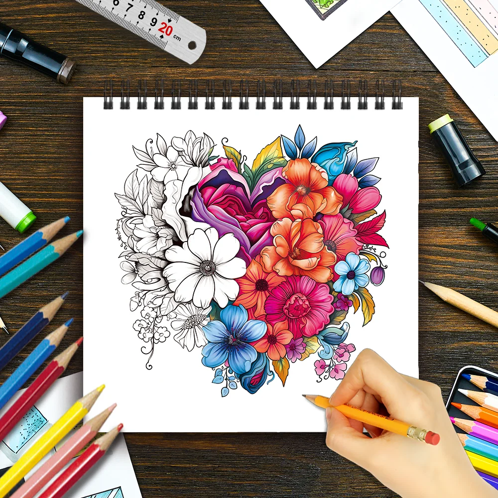 Malbuch für Erwachsene – 30 Blatt, Spiralbindung, speziell für Frauen, 21 x 21 cm, Zeichenbuch, Geburtstagsgeschenk, Geschenk für Feiertagspartys. – Detail 17