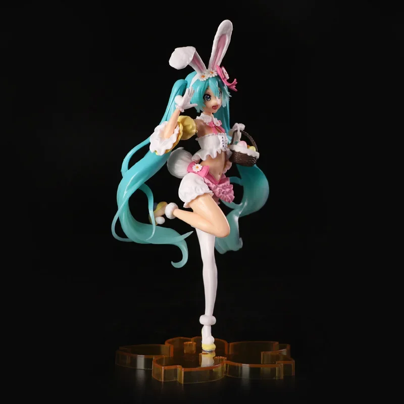 23CM Hatsune Miku Anime rysunek Kawaii pcv Model lalki figurki uszy królika zbieraj ozdoby świąteczne zabawki prezenty