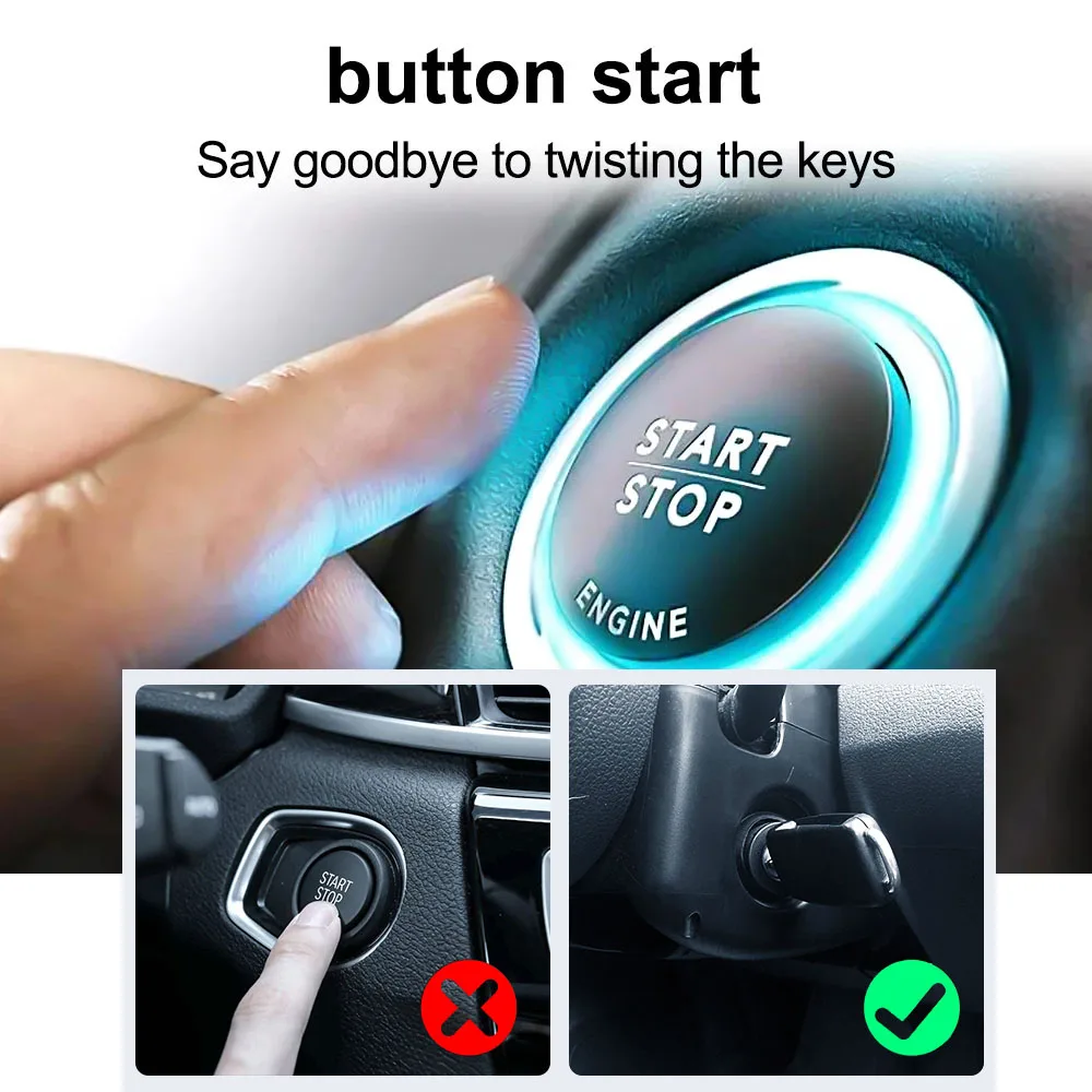 Smart BT Phone APP Control PKE Keyless Entry Engine Start Alarm System Push Button Remote Starter Stop Auto Anti-theft System