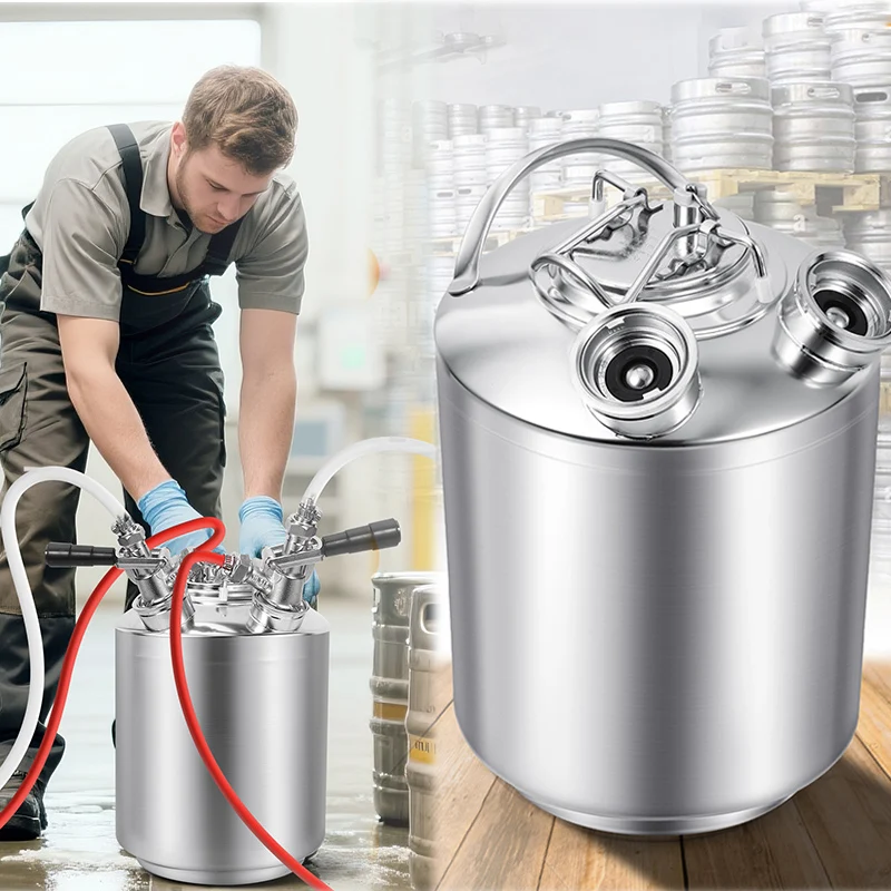 2 Head Beer Cleaning Keg, 2.5 Gallon/10L Beer Line Cleaning Kit Wash Out Keg,A/G/S/D Type Beer Keg Spear for Choose,Homebrew Kit