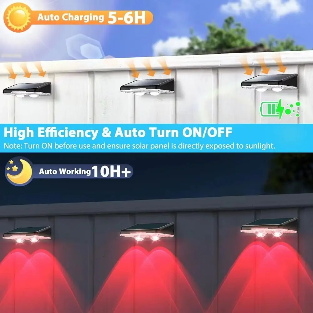 Outdoor Lights Waterproof Solar Deck Lights 3/9 Mode Warm White Solar Fence Lamp Durable LED Light Solar Step Lights Balcony