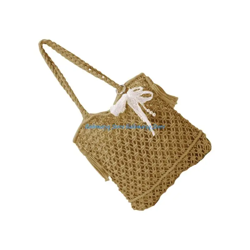 

573B Women Woven Shoulder Bag Handwoven Handbag Holiday Styles Armpit Bag Fashion Beach Bag Hollow Vacation Bag for Travel