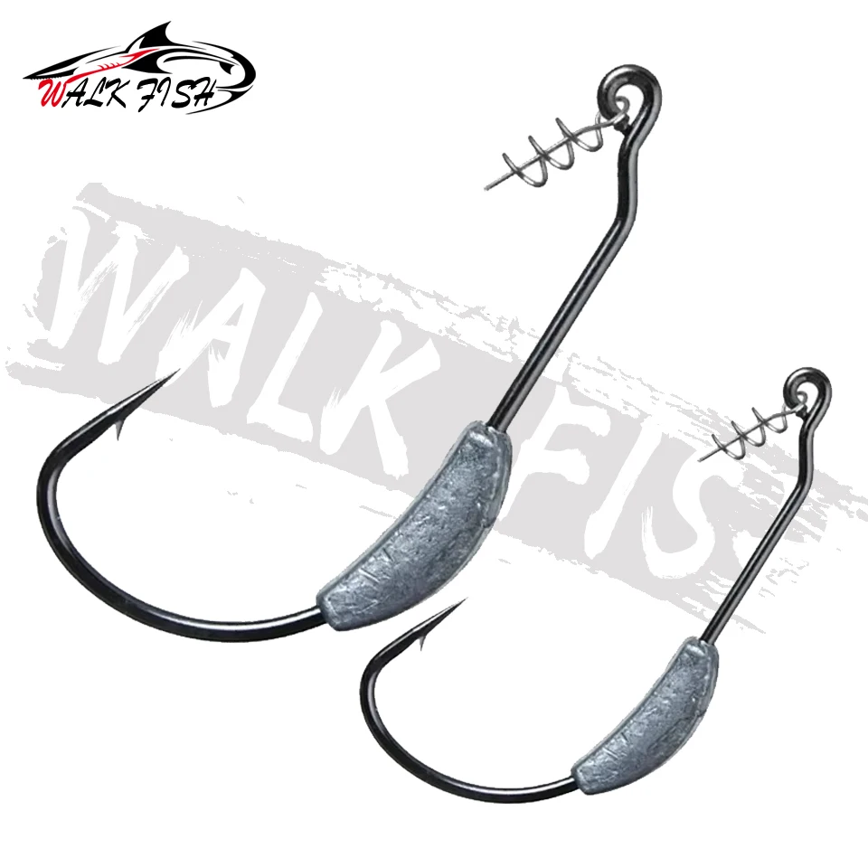 WALK FISH 5PCS Fishing Hook Lead Jig Head 2g 2.5g 3g 5.25g 7g Spring Lock Pin For Soft Bait Of Carbon Steel Hooks Fishing Tackle image 3