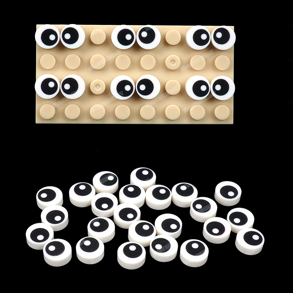 Mattonelle stampate modello pupilla occhio nero 1*1 Building Block 98138 figure Moc assemblate occhio modello animale accessori giocattolo regalo per bambini