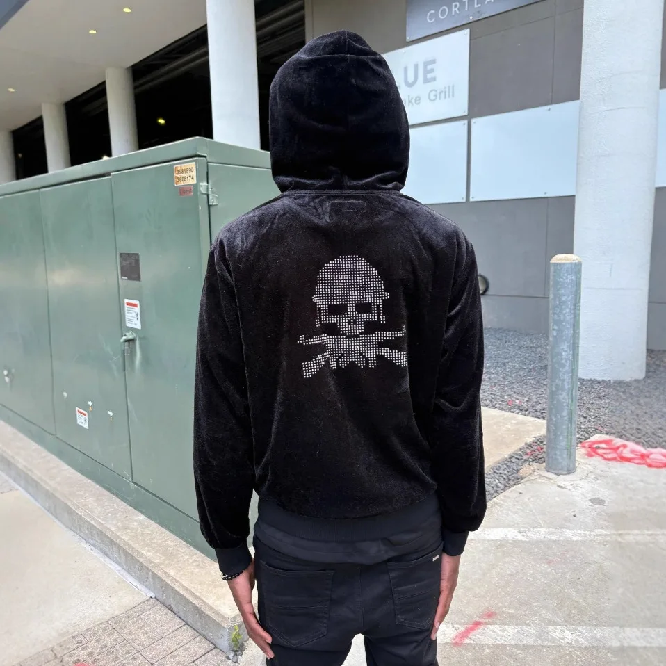 

Мужская толстовка с капюшоном и принтом черепа, повседневная, свободного кроя, на молнии, из полиэфирного волокна, весенняя коллекция