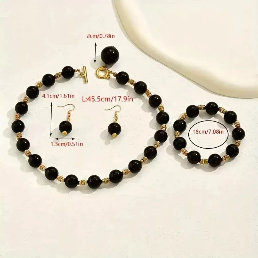 3 pçs elegante conjunto de jóias de pérola luz luxo feminino jóias colar pulseira brinco clavícula corrente decoração pérola contas colar