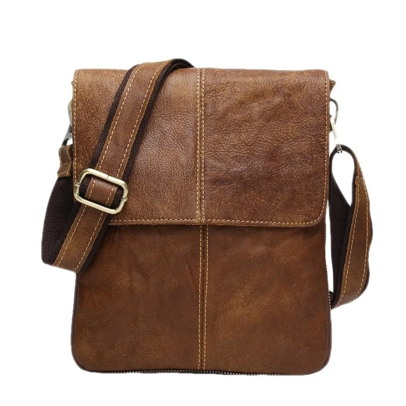 Imagem -05 - Bolsa de Ombro de Couro Genuíno de Luxo Masculina Bolsa Tiracolo Retrô Vertical Bolsa Pequena Moda Casual Masculina