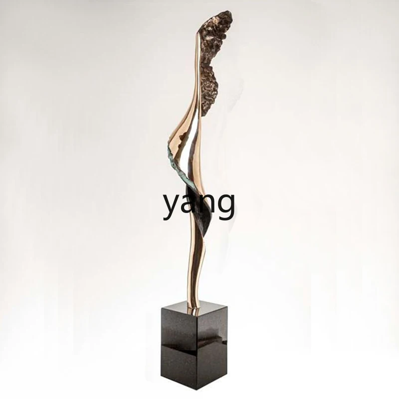 Yjq Electroplating Light Luxury Abstract Special-Shaped Vertical Decoration Sculpture Hotel Villa Fiberglass Floor Sculpture