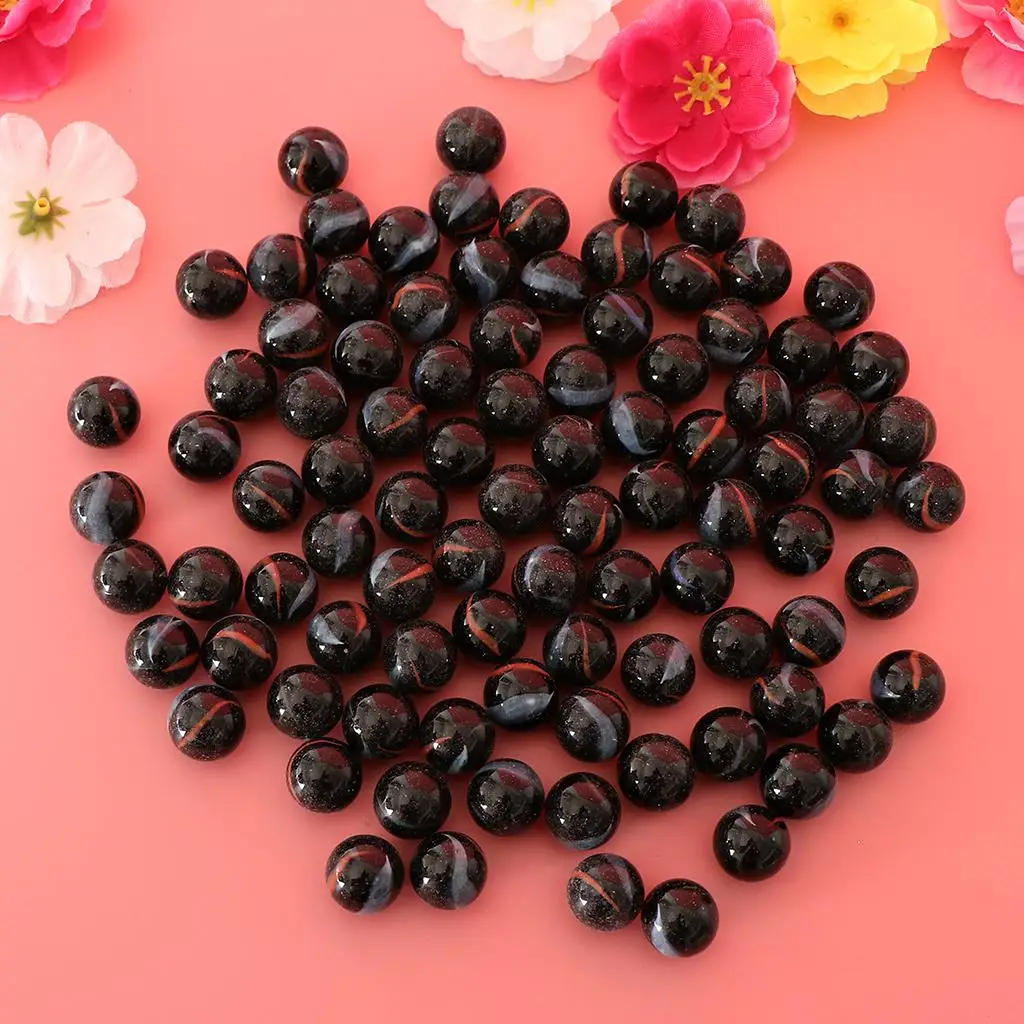 Glass Marbles Ball Toy 90pcs Black Beads for Marble Run Kids Development Fish Tank Home Decor Fillers