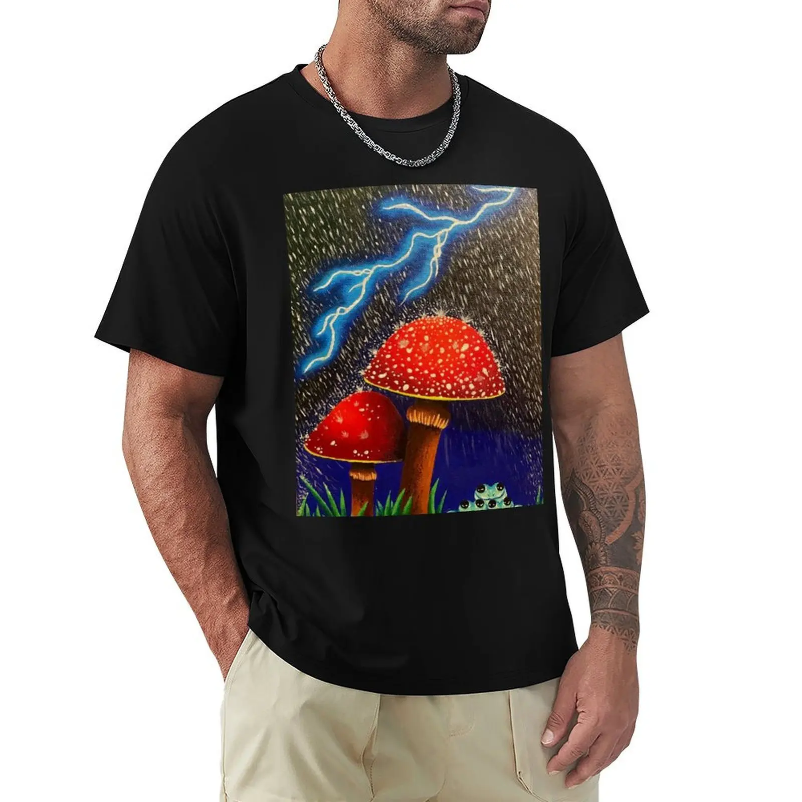 Three Frogs Hiding from the Rain T-Shirt Street Fashion Casual Tee Shirt