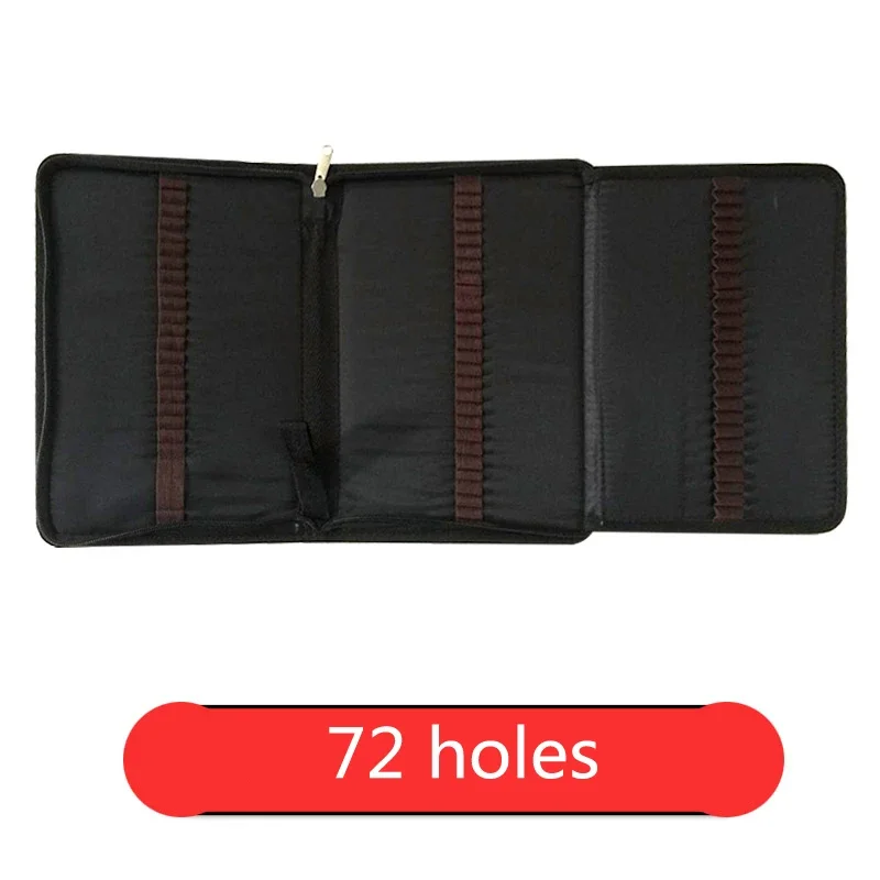 36 48 72 Holes Black Fold Pencil Case Canvas Pencil Box Zipper Haed Colored Pencil Bag Cute Sketch Pen Case for School Gifts