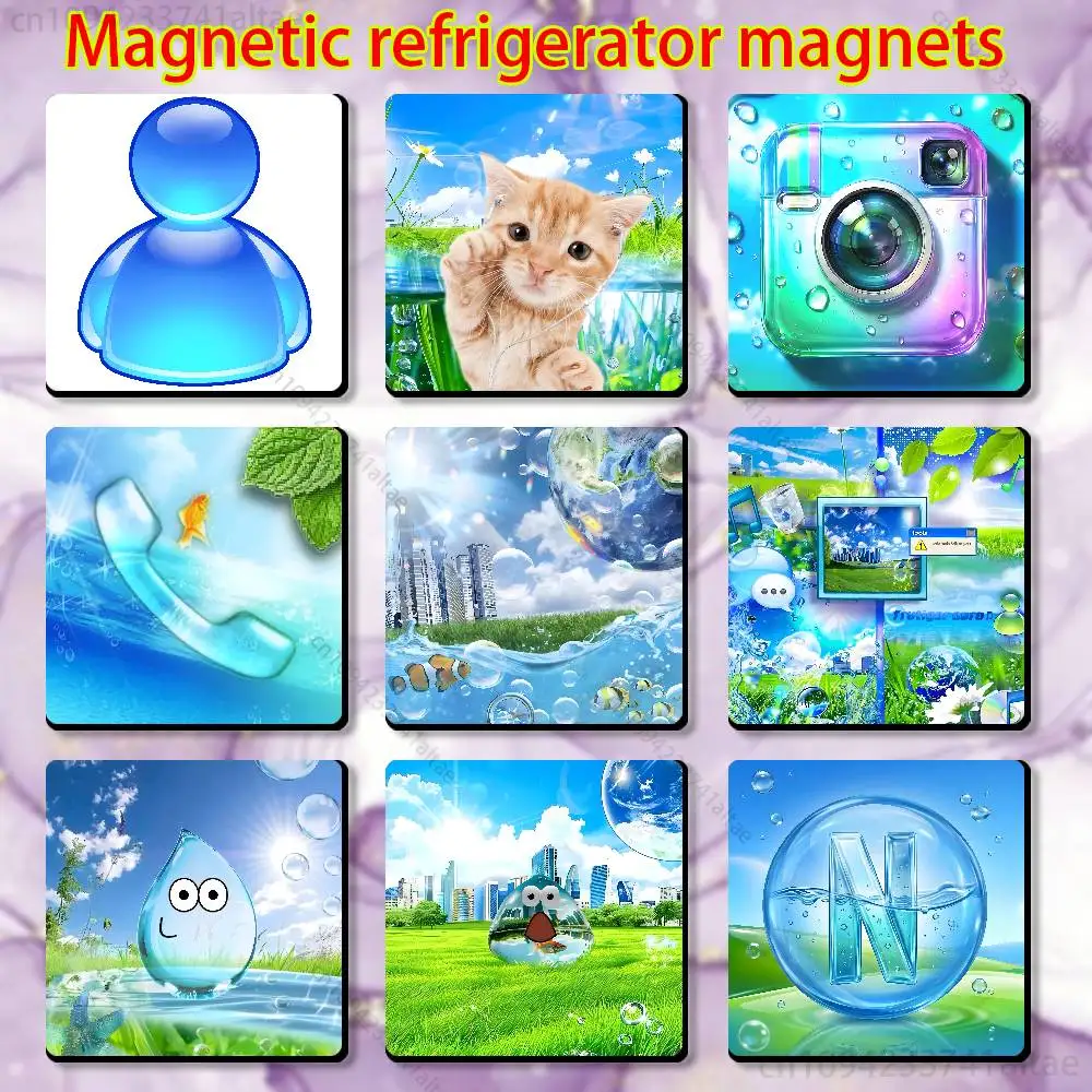 

F-Frutiger Aero Art Fridge Magnet Personalized Magnetic Durable Plastic Square Picture Surface Fridge Magnets