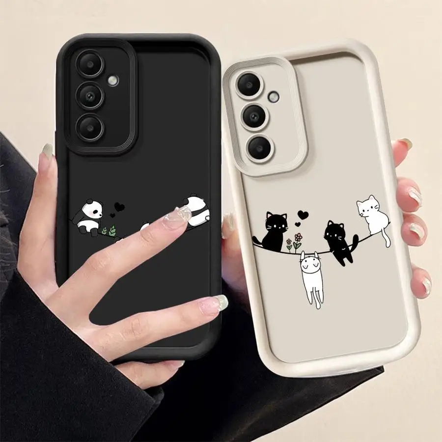 Case for Samsung A54 A52 A14 A53 A12 A13 A23 A71 A34 A51 A13 A33 A15 A32 A22 A55 A24 Phone Cover Cartoon Panda Cat Cute Animal