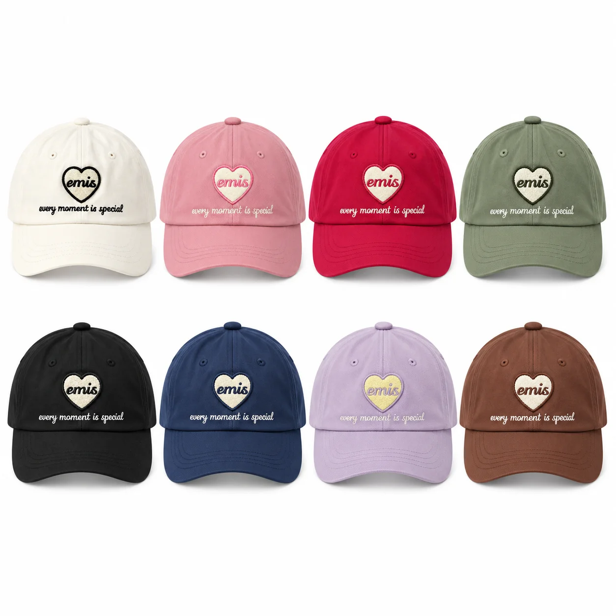 emis Baseball Cap Heart Soft Top Peaked Cap Retro All-match Sun Hat Daily Outdoor Sports Travel Wear Women Men EmbroideredCaps