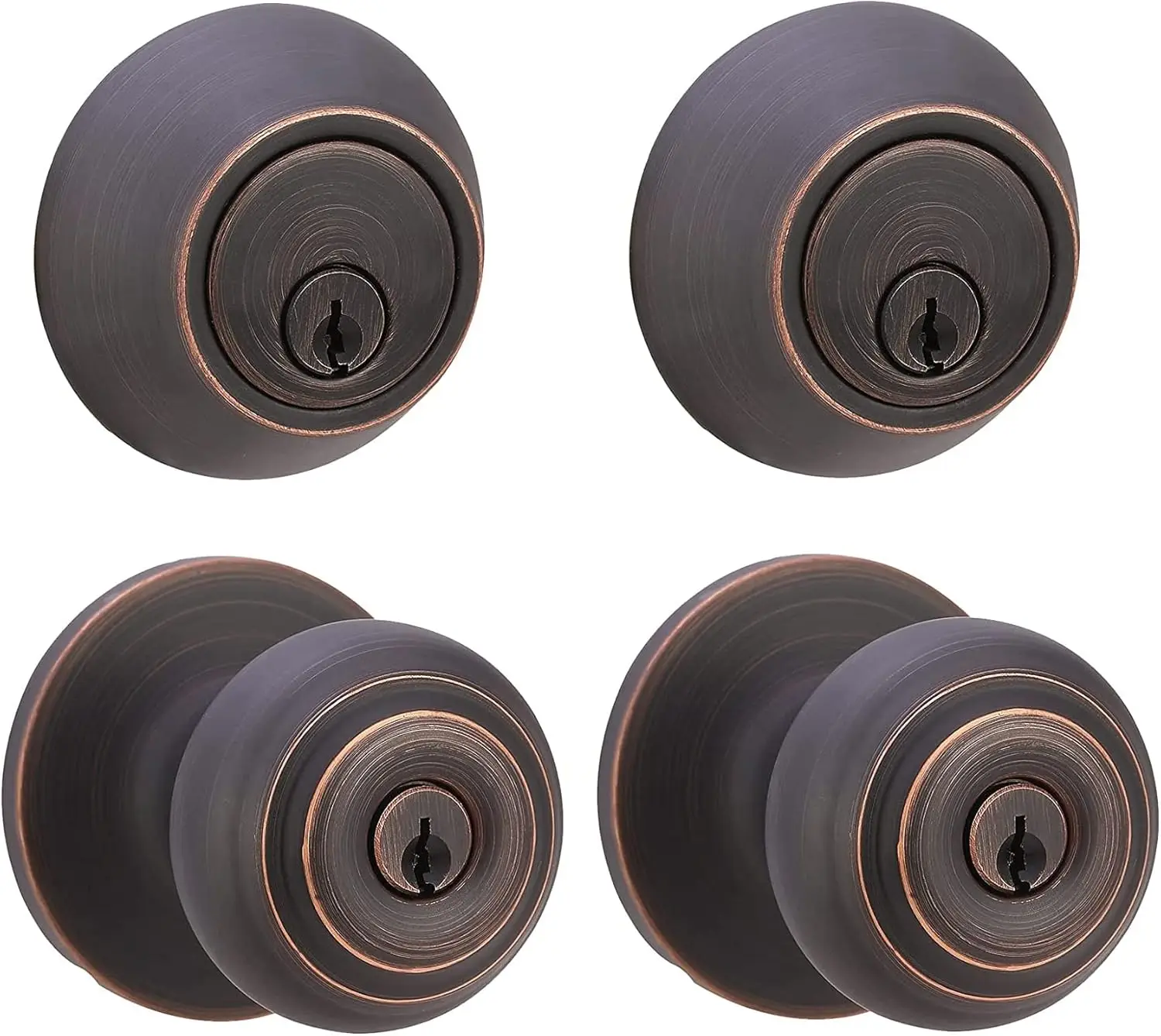 

Classic Oil Rubbed Bronze Exterior Knob with Key Lock and Deadbolt, Set of 2 for Secure Doors