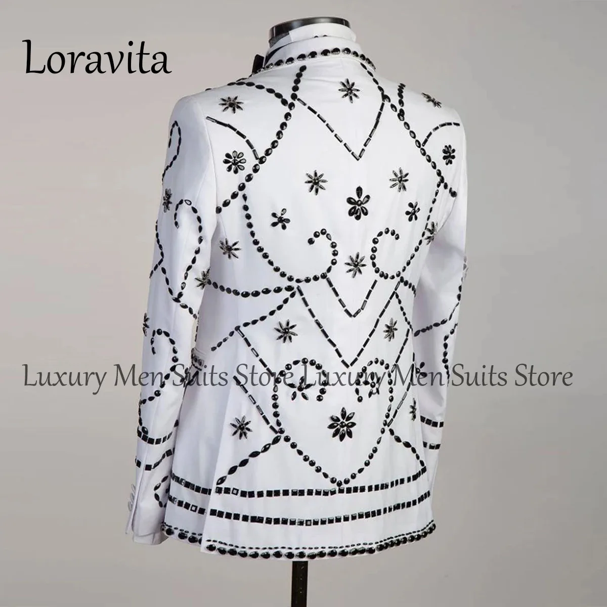 Luxury Metallic Jewelry Ornament Tuxedos Men Suits 3 Pieces Wedding Groom Customized Party Male Prom Blazers Ternos Completo