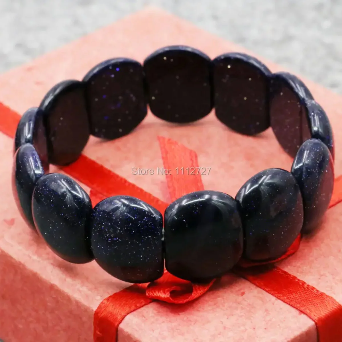 14x18mm Accessory Crafts Blue Sandstone Bracelet Hand Chain Natural Stones Balls Gift 7inch Women Girls Gifts Jewelry Making
