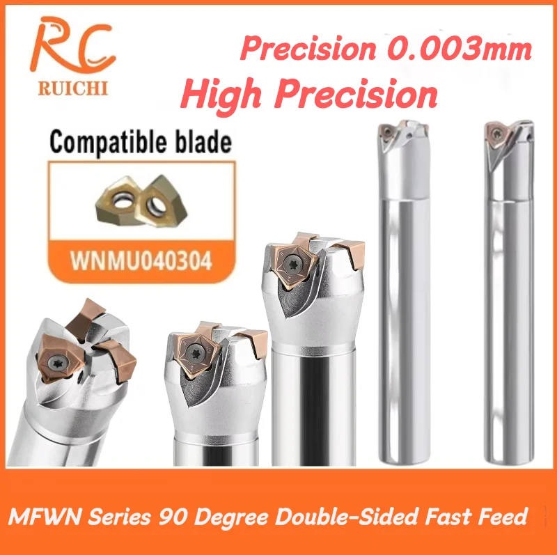 MFWN Series 90 Degree Double-Sided Fast Feed Milling Cutter Rod CNC Tool Holder C16/20/25/32 WNMU040304 for Precision Machining