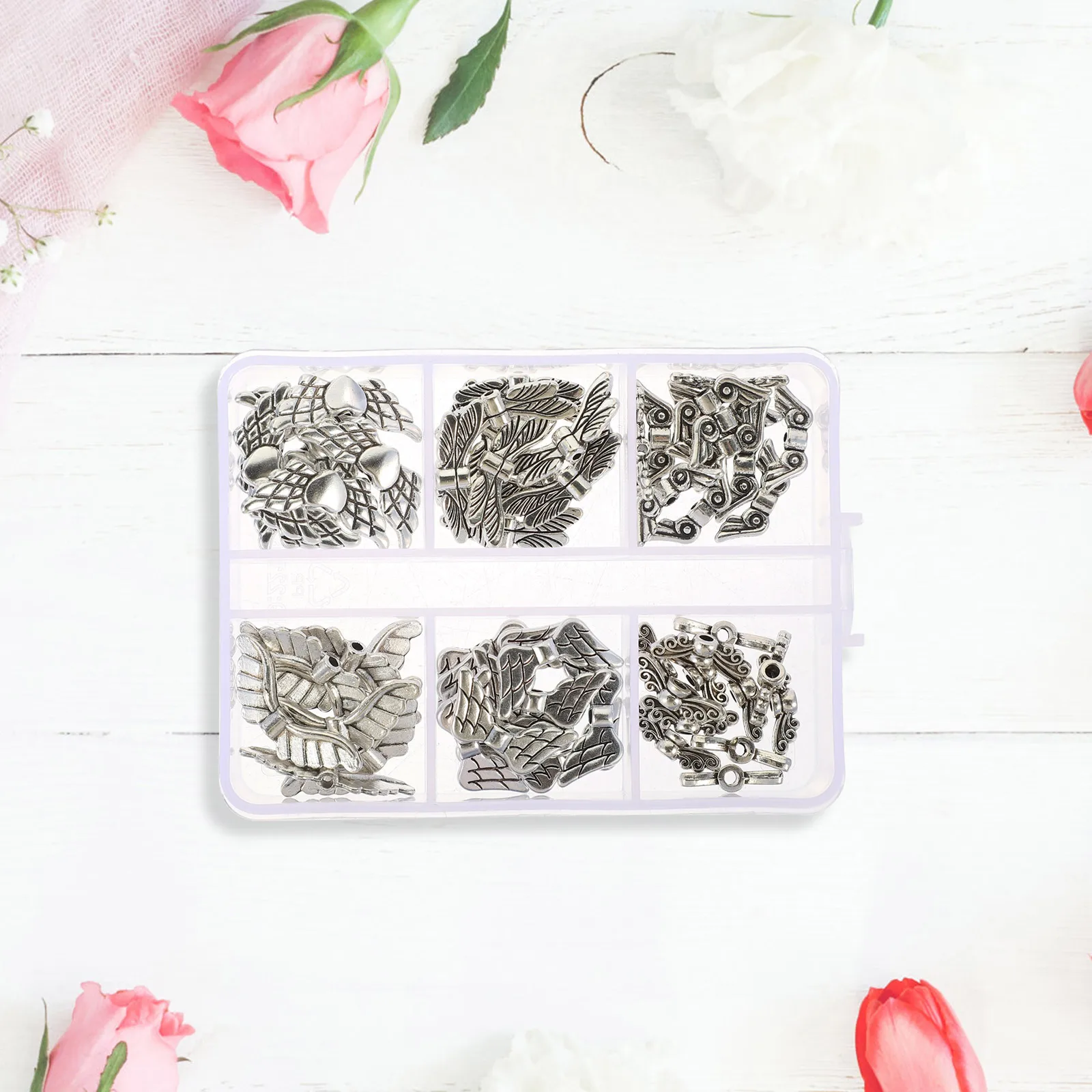 

60 шт., металлические бусины с крыльями ангела, подвески-разделители в винтажном стиле, изготовление ювелирных изделий своими руками для браслетов, ожерелий, крыло ангела для поделок