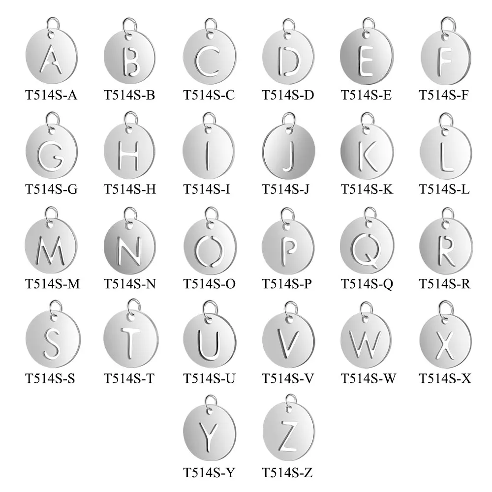 

26pcs/lot Stainless Steel Round Alphabet Charms DIY Initials Pendants From A-Z Letters Jewelry Findings Accessories