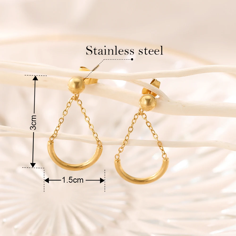 Stainless Steel Earrings 2023 New Design Long Simple Geometric Pendant Fashion Dangle Earrings For Women Jewelry Banquet Gifts