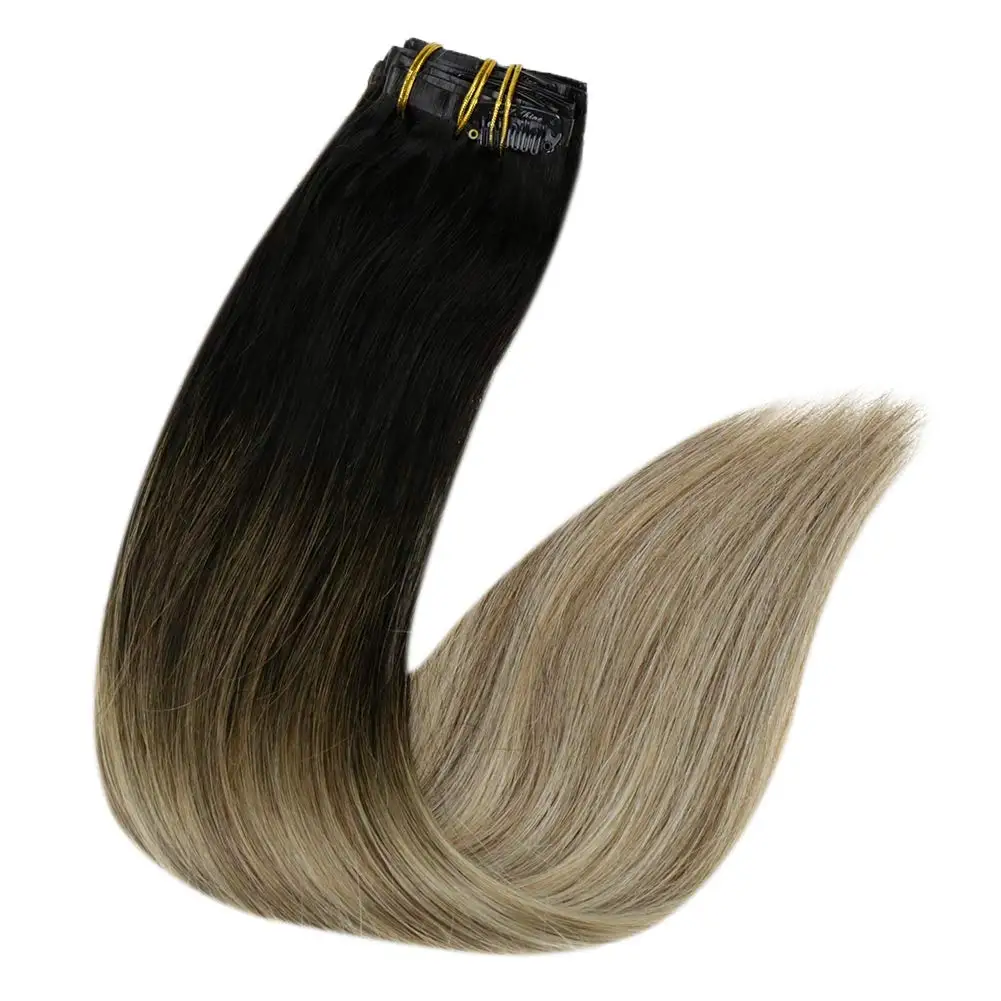 Full Shine Hair Extensions Clip in Human Hair 8pcs 120g Silky Straight Brazilian Clip in Hair Extensions Remy Hair Pu Weft Clip