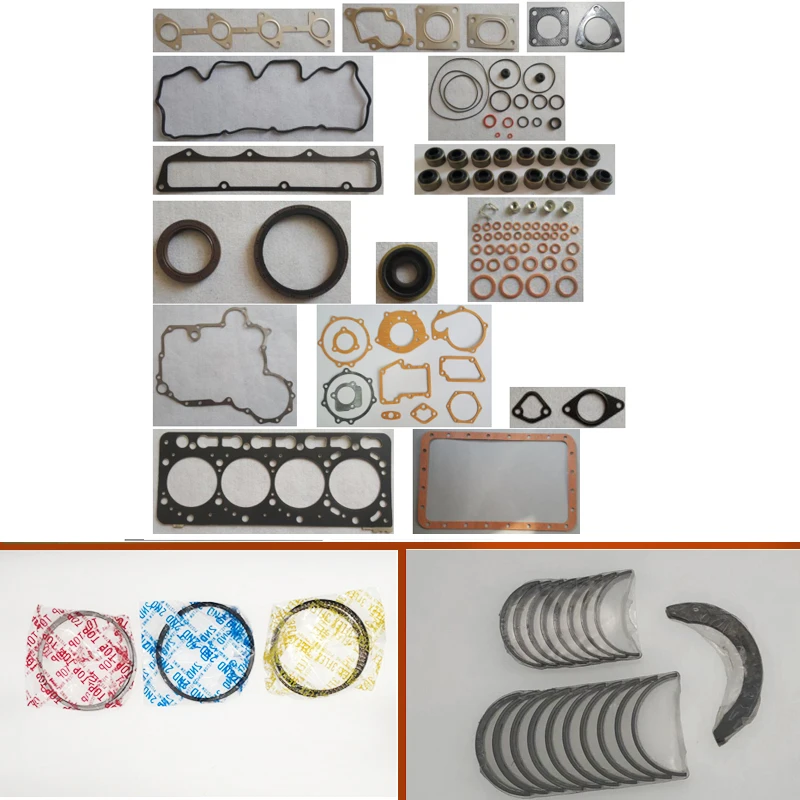 complete repair Overhaul engine full gasket set kit crankshaft connecting rod bearing piston ring for Kubota engine: V3300 16V