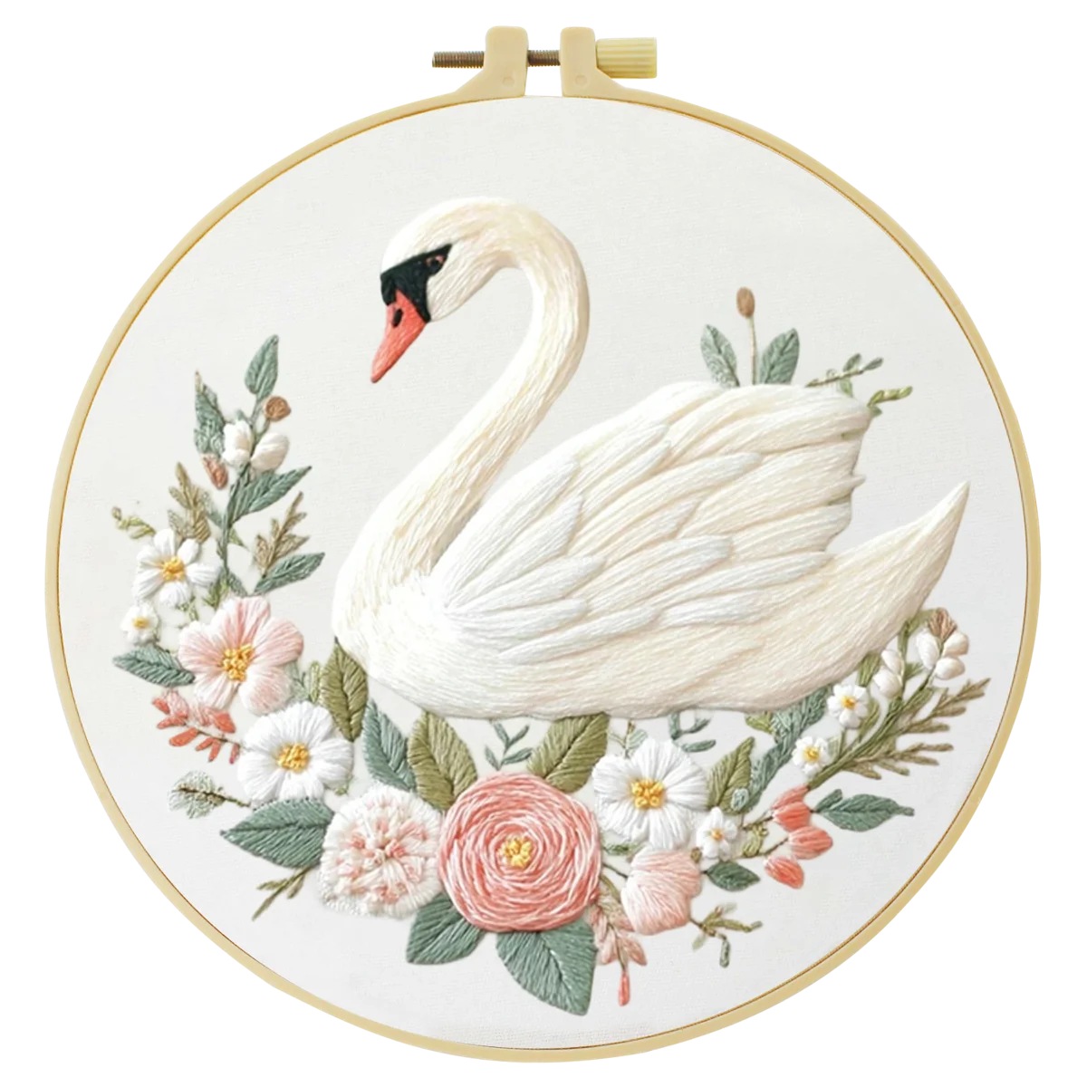1 Stück 20X20CM/15X15CM 7,87/6,3 Zoll Schwan-Stickerei-Starter-Kit DIY-Kit DIY-Stickerei-Set Handarbeiten Nähkunst Heimdekoration – Detail 3